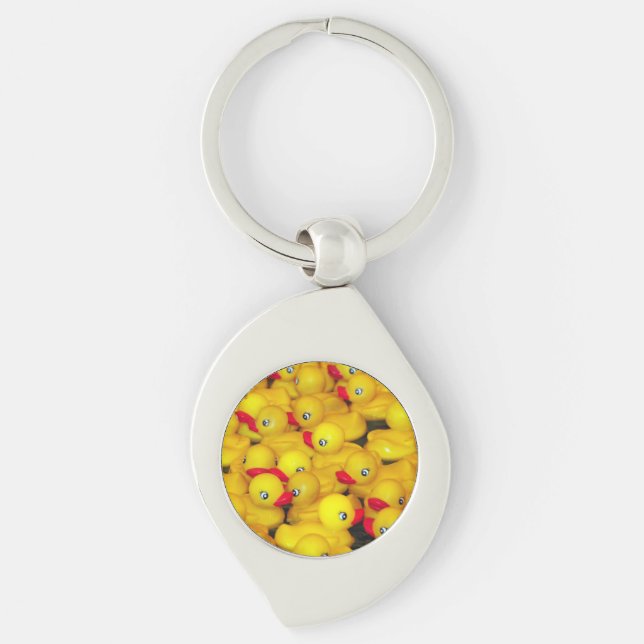 Yellow rubber duckies print key chain (Front)