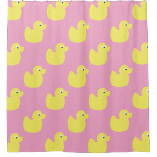 Yellow rubber duckies shower curtain