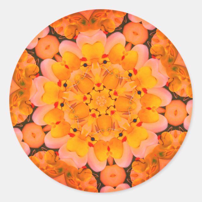 Yellow Rubber Ducks Abstract Art Classic Round Sticker (Front)
