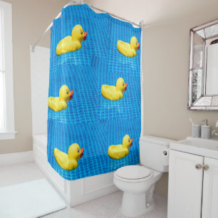 Yellow Rubber Ducks Bathroom Shower Curtain