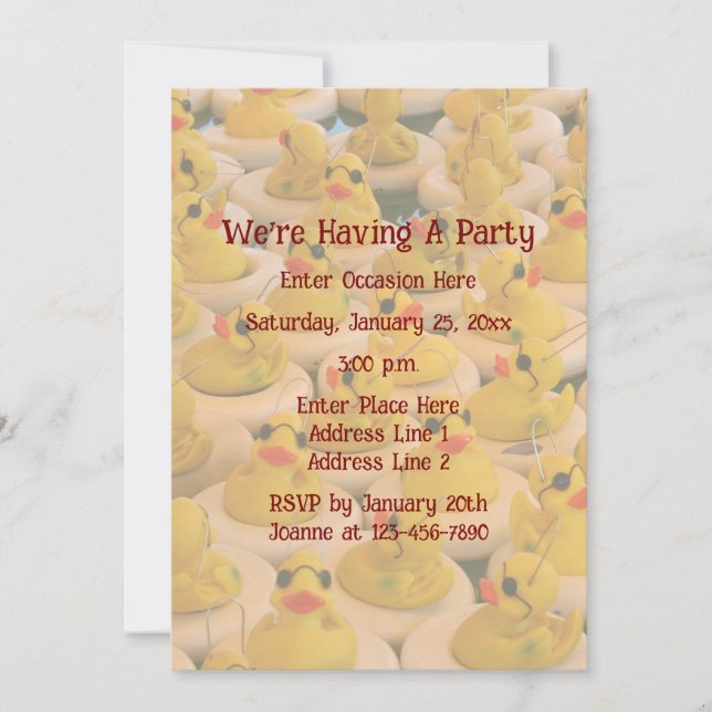 Yellow Rubber Ducks Fun Party Invitation (Front)