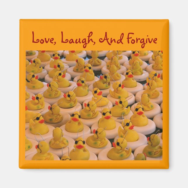 Yellow Rubber Ducks Inspirational Quote Magnet (Front)