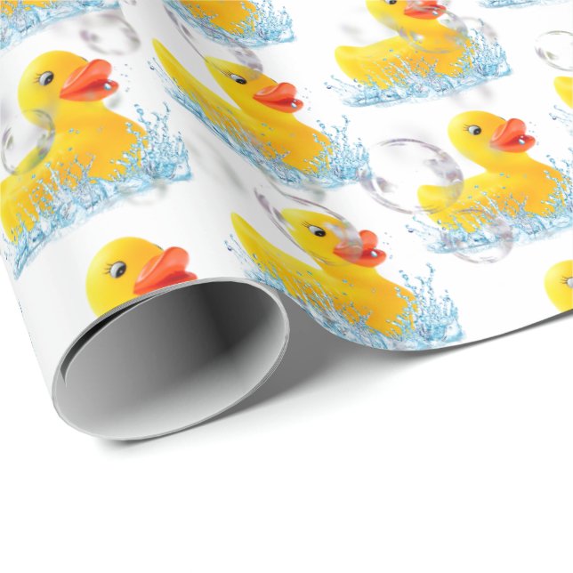 Yellow Rubber Ducks With Bubbles Wrapping Paper (Roll Corner)