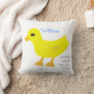 Yellow Rubber Ducky Birth Details Blue Cushion