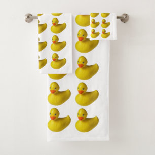Yellow Rubber Ducky Duck Fun Kids Bath Time Bath Towel Set