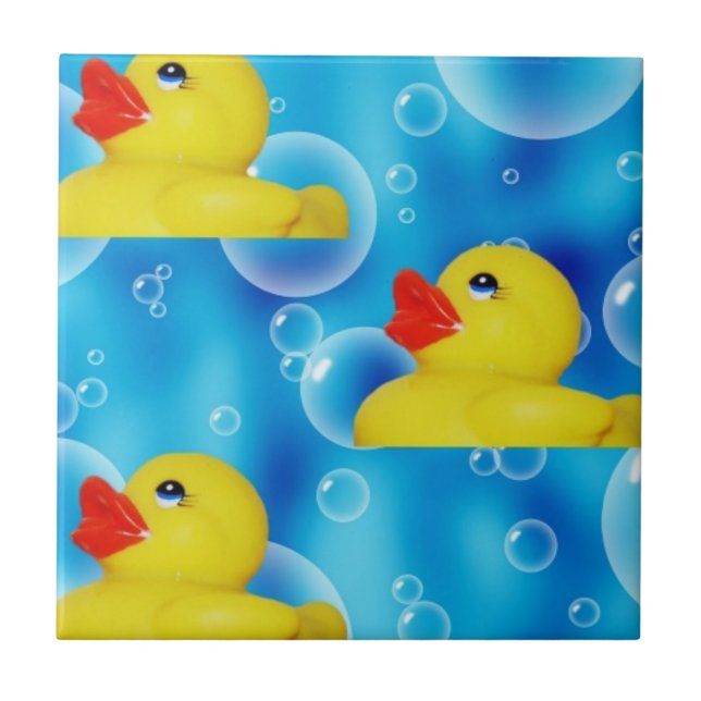 Yellow Rubber Ducky in Bubbles Tile (Front)
