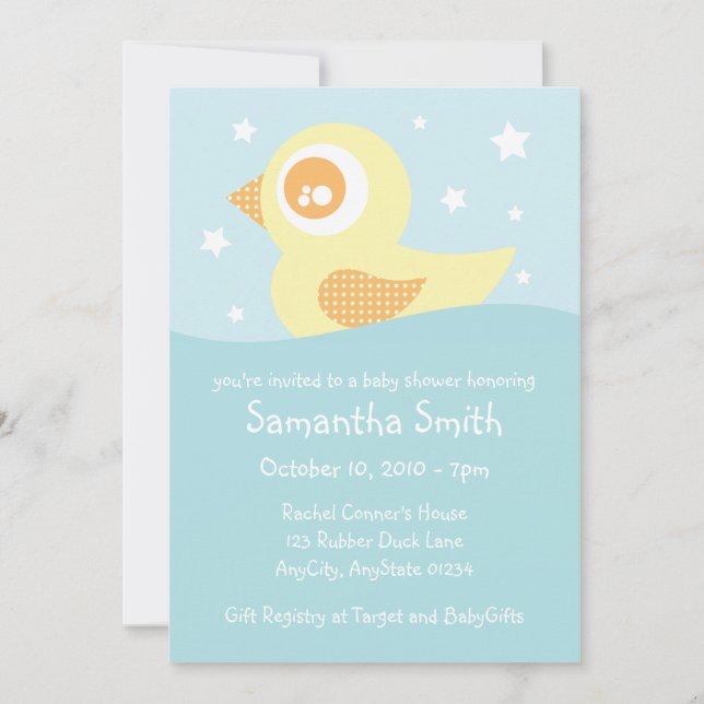 Yellow Rubber Ducky Invitation (Front)