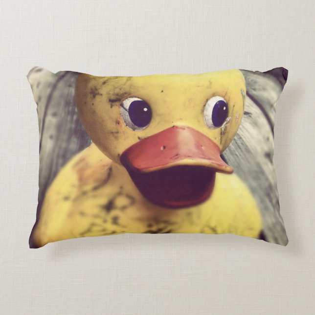 Yellow Rubber Ducky Needs a Bath! Decorative Cushion (Front)