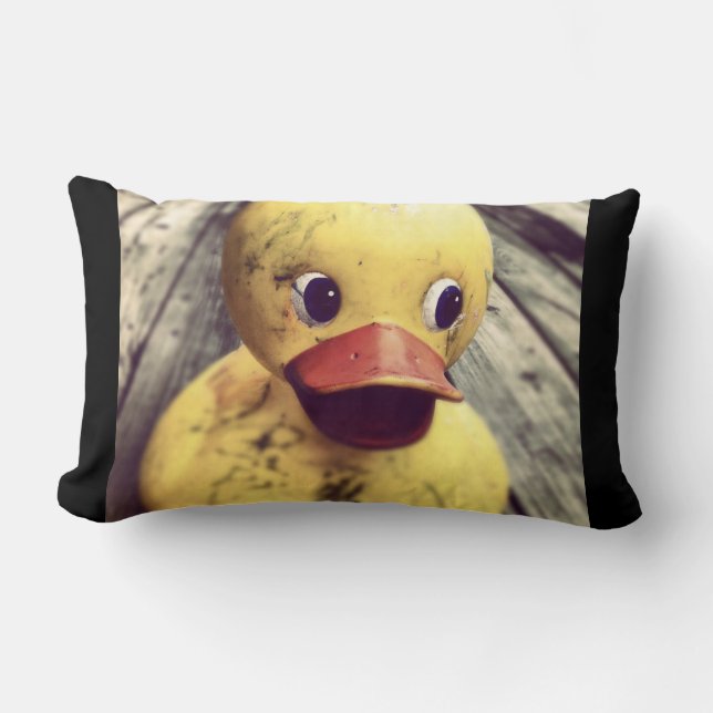 Yellow Rubber Ducky Needs a Bath! Lumbar Cushion (Front)