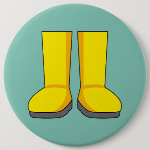 Yellow Rubber Rain Boots 6 Cm Round Badge