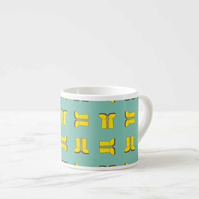 Yellow Rubber Rain Boots Espresso Cup (Front Right)