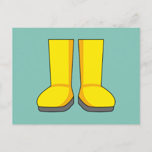 Yellow Rubber Rain Boots Holiday Postcard