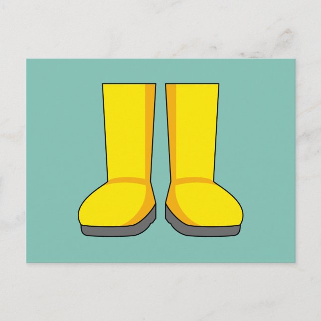 Yellow Rubber Rain Boots Holiday Postcard (Front)
