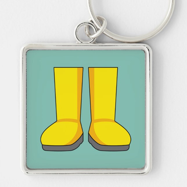 Yellow Rubber Rain Boots Key Ring (Front)