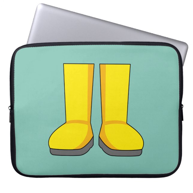 Yellow Rubber Rain Boots Laptop Sleeve (Front)