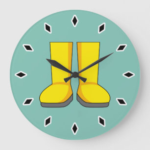 Yellow Rubber Rain Boots Large Clock