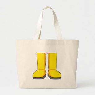 Yellow Rubber Rain Boots Large Tote Bag