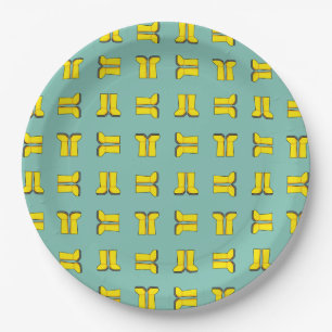 Yellow Rubber Rain Boots Paper Plate