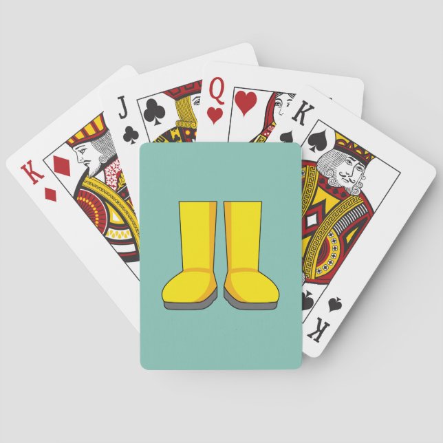 Yellow Rubber Rain Boots Playing Cards (Back)