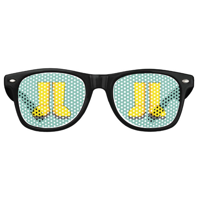 Yellow Rubber Rain Boots Retro Sunglasses (Front)