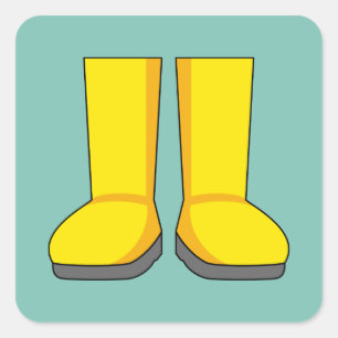 Yellow Rubber Rain Boots Square Sticker