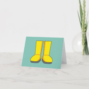 Yellow Rubber Rain Boots Thank You Card