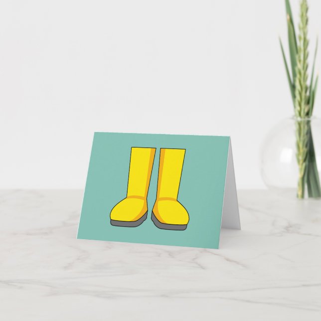 Yellow Rubber Rain Boots Thank You Card (Front)