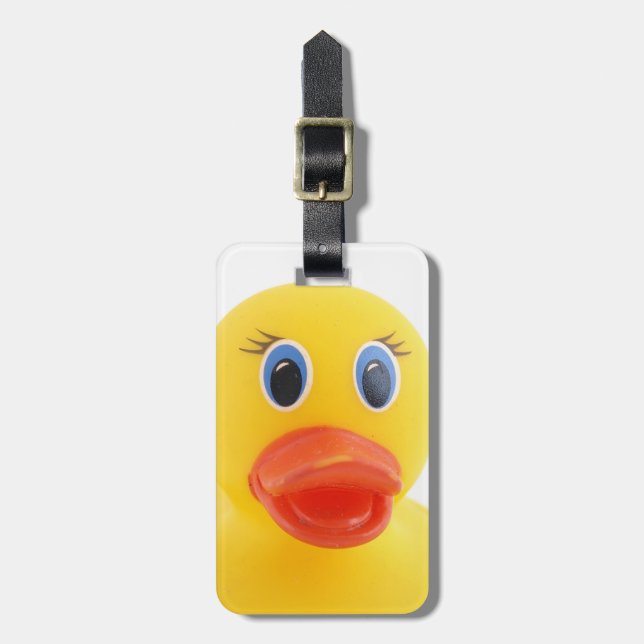Yellow Rubber Squeaky Ducks Luggage Tag (Front Vertical)