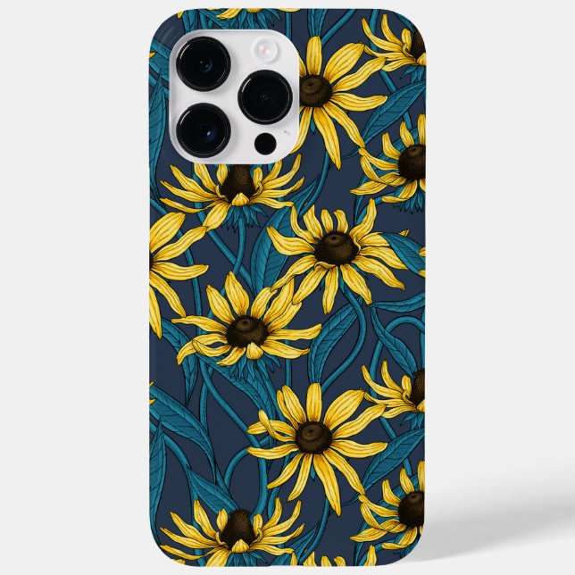 Yellow Rudbekia on navy Case-Mate iPhone Case (Back)