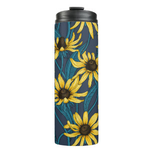 Yellow Rudbekia on navy Thermal Tumbler