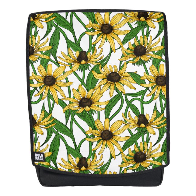 Yellow Rudbekia on white Backpack (Front)