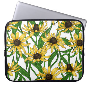 Yellow Rudbekia on white Laptop Sleeve