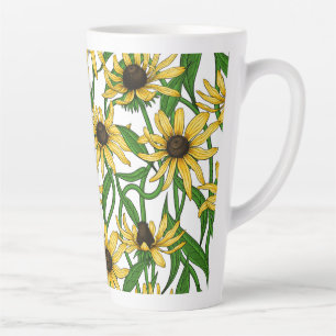 Yellow Rudbekia on white Latte Mug