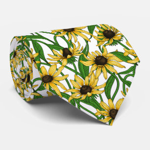 Yellow Rudbekia on white Tie