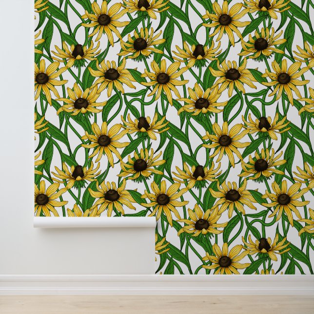 Yellow Rudbekia on white Wallpaper (Application)