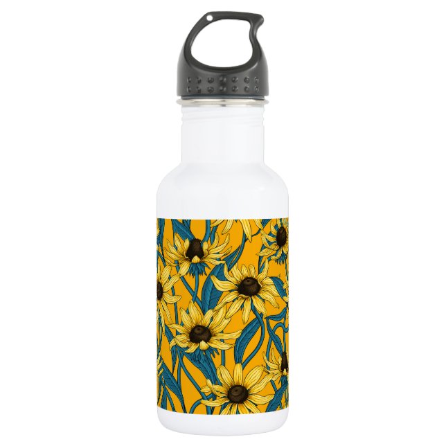 Yellow Rudbekia on yellow 532 Ml Water Bottle (Front)