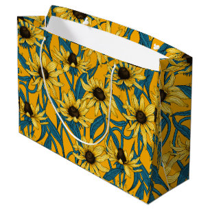 Yellow Rudbekia on yellow Large Gift Bag