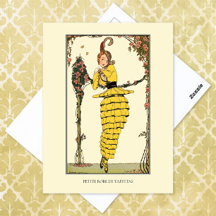 Yellow Ruffled Dress Gerda Wegener Fashion Postcard