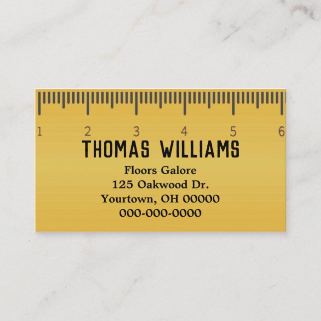 yellow ruler for carpet business business card (Front)