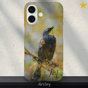 Yellow Rumped Warbler Bird Painting Custom Name iPhone 16 Case