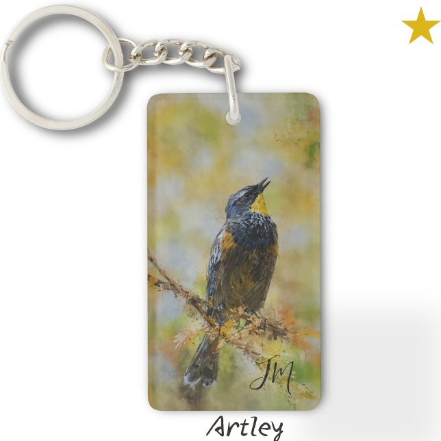Yellow Rumped Warbler Bird Painting Name  Key Ring (Creator Uploaded)