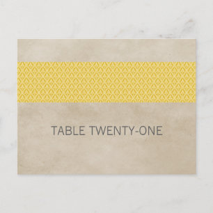 Yellow Rustic Damask Table Number Postcard