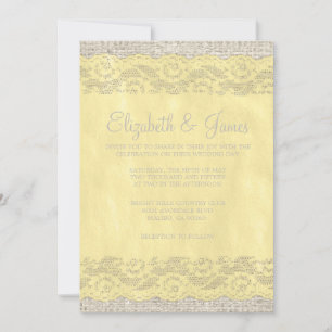 Yellow Rustic Lace Wedding Invitations