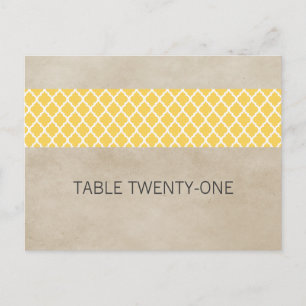 Yellow Rustic Quatrefoil Table Number Postcard