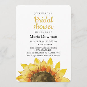 Yellow rustic sunflower. Country Bridal Shower Invitation
