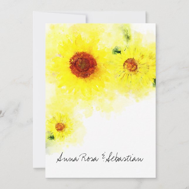 *~* Yellow  Rustic  Sunflower Country Wedding Invitation (Front)