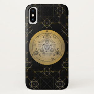 Yellow sacred geometry circle with alchemy pattern iPhone x case