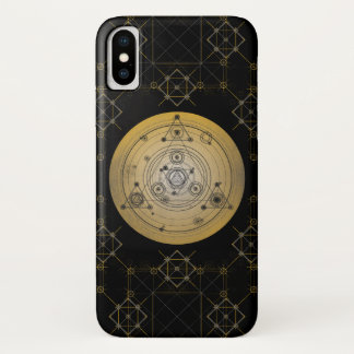 Yellow sacred geometry circle with alchemy pattern iPhone x case
