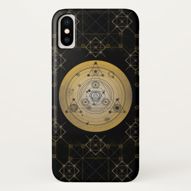 Yellow sacred geometry circle with alchemy pattern Case-Mate iPhone case (Back)