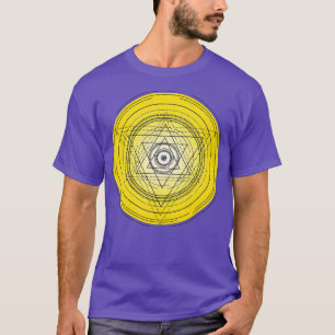 Yellow sacred geometry circle with alchemy symboli T-Shirt